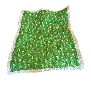 Green Quilted Snoopy Blanket with White Trim 40x48
